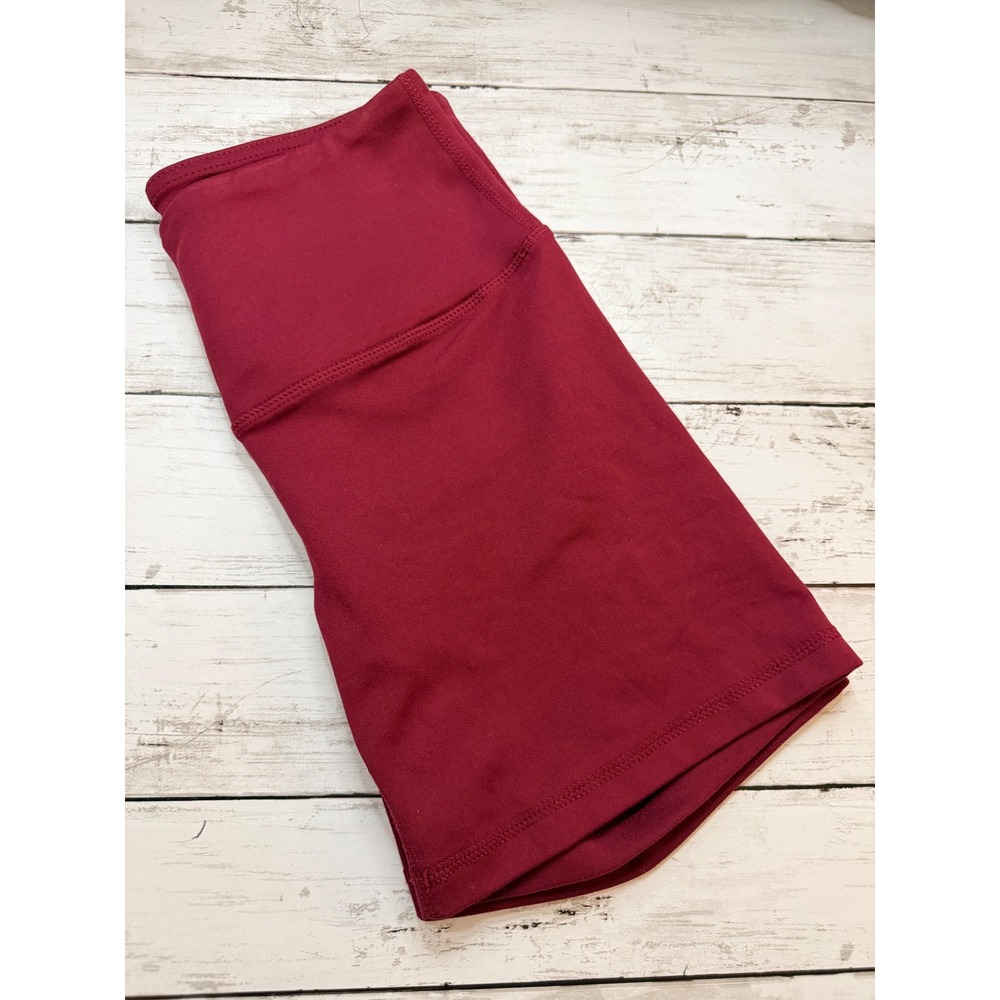 Yogalicious Lux Womens High Waisted Biker Shorts Burgundy Red Small S Athletic